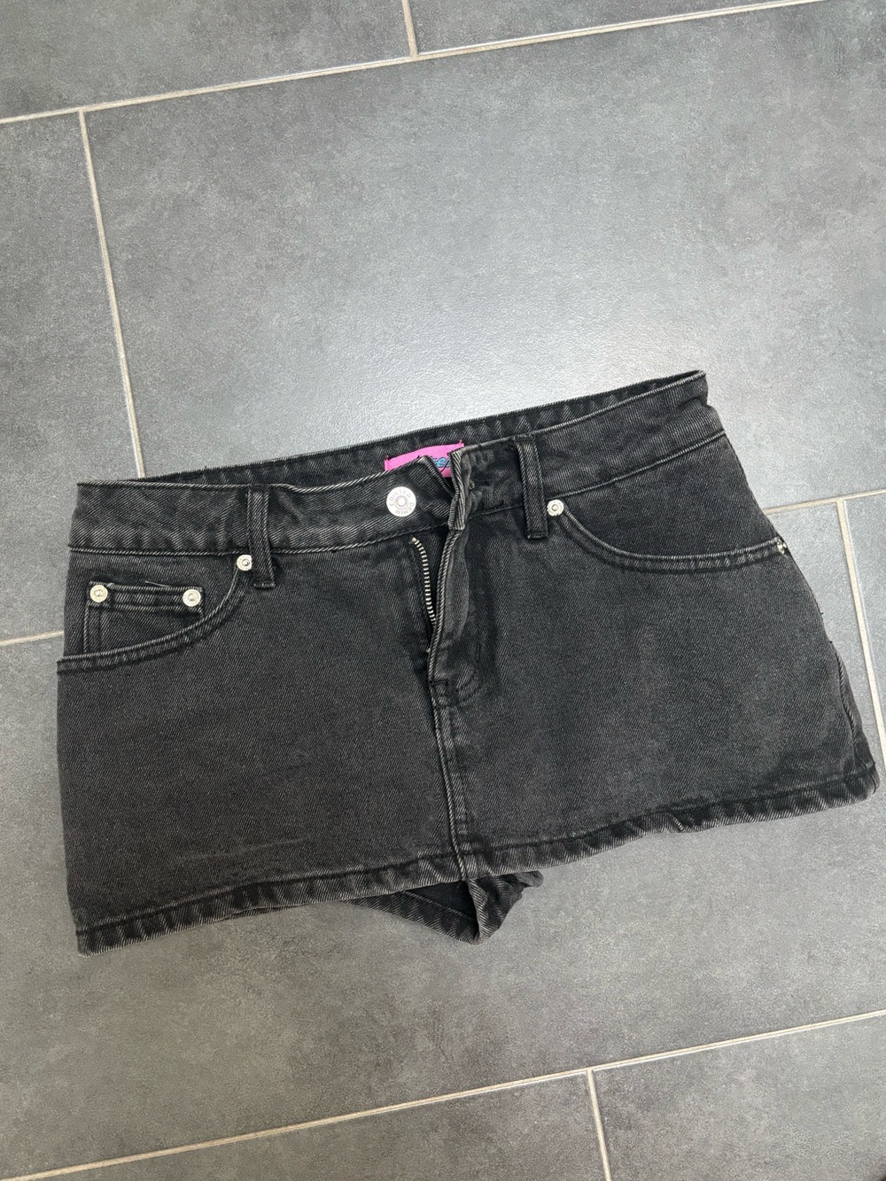 Edikted Black Denim Mini Shorts